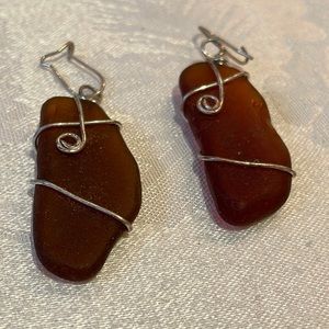 Handcrafted sea glass earrings.